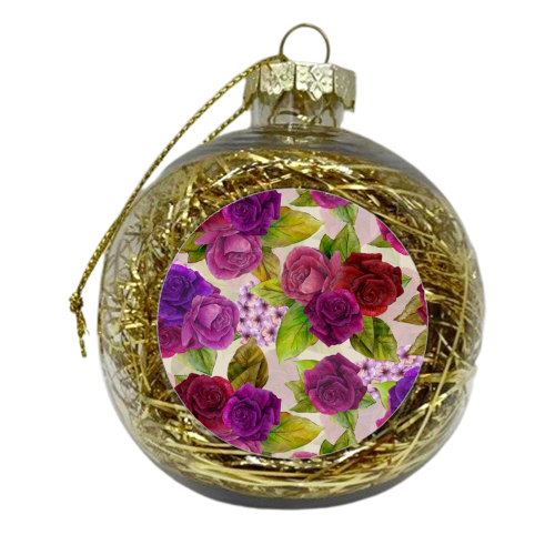 Roses  - xmas bauble by Fiona bennett