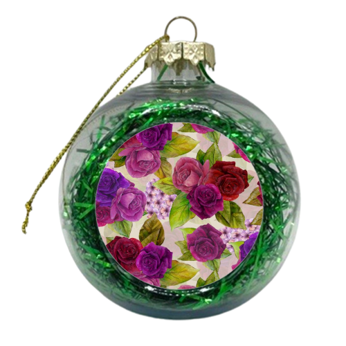 Roses  - xmas bauble by Fiona bennett