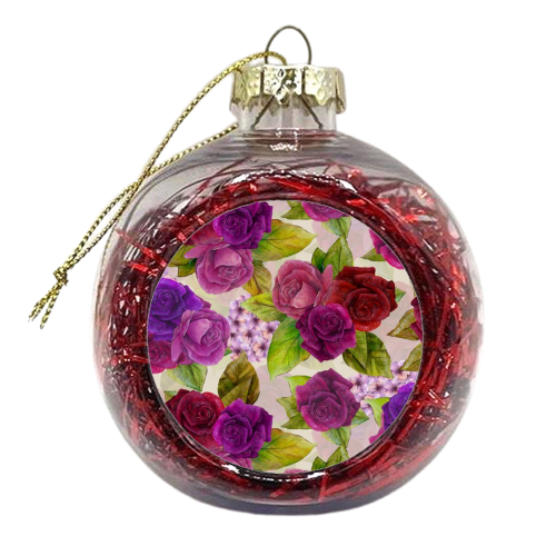 Roses  - xmas bauble by Fiona bennett