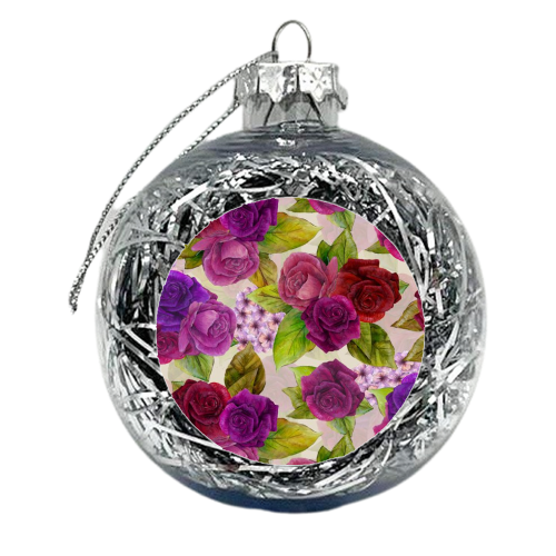 Roses  - xmas bauble by Fiona bennett