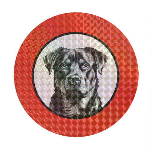 Rottweiler Cameo Dog Portrait (Red) - Circle Sticker by Adam Regester
