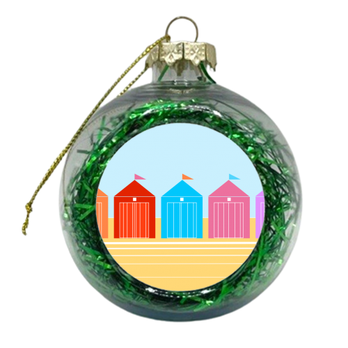 Row Of Colourful Beach Huts - xmas bauble by Adam Regester