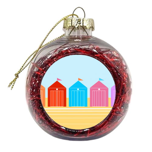 Row Of Colourful Beach Huts - xmas bauble by Adam Regester