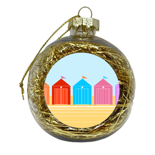 Row Of Colourful Beach Huts - xmas bauble by Adam Regester