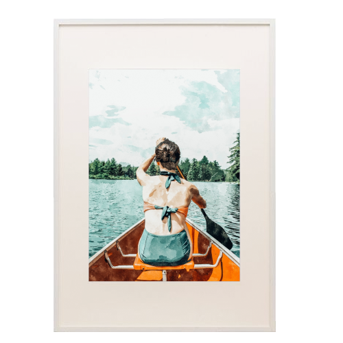 Row Your Own Boat | Woman Empowerment Confidence Painting | Positive Growth Mindset Boho Adventure - framed poster print by Uma Prabhakar Gokhale
