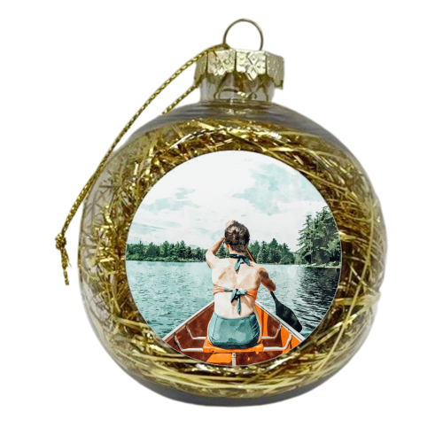 Row Your Own Boat | Woman Empowerment Confidence Painting | Positive Growth Mindset Boho Adventure - xmas bauble by Uma Prabhakar Gokhale