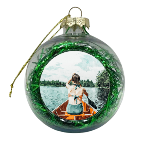 Row Your Own Boat | Woman Empowerment Confidence Painting | Positive Growth Mindset Boho Adventure - xmas bauble by Uma Prabhakar Gokhale