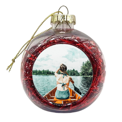 Row Your Own Boat | Woman Empowerment Confidence Painting | Positive Growth Mindset Boho Adventure - xmas bauble by Uma Prabhakar Gokhale