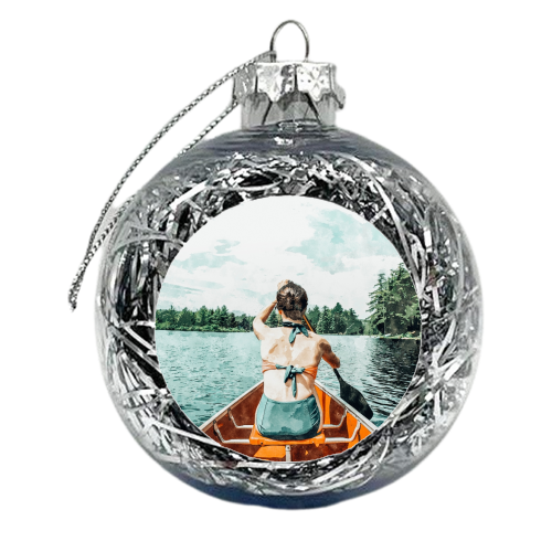 Row Your Own Boat | Woman Empowerment Confidence Painting | Positive Growth Mindset Boho Adventure - xmas bauble by Uma Prabhakar Gokhale
