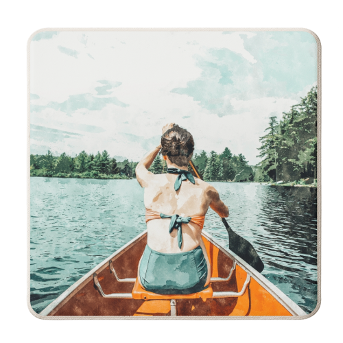 Row Your Own Boat | Woman Empowerment Confidence Painting | Positive Growth Mindset Boho Adventure - personalised beer coaster by Uma Prabhakar Gokhale