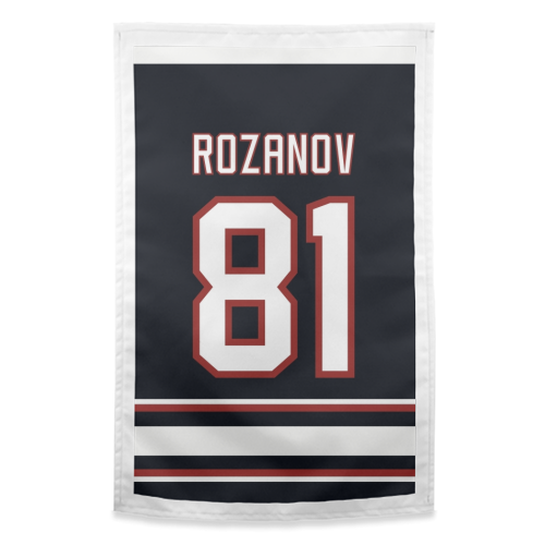 Rozanov - Boston Jersey - black - funny tea towel by The Girl Next Draw