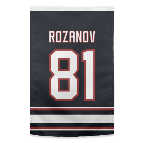 Rozanov - Boston Jersey - black - funny tea towel by The Girl Next Draw