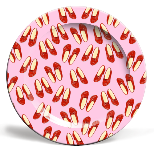 Ruby Red Slipper Pattern - ceramic dinner plate by Adam Regester