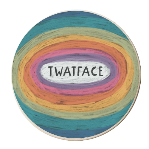 Rude Retro Rainbow : Twatface - personalised beer coaster by Giddy Kipper