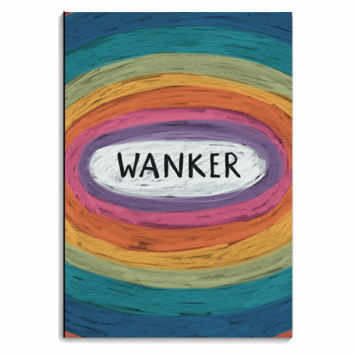 Rude Retro Rainbow :Wanker - personalised A4, A5, A6 notebook by Giddy Kipper