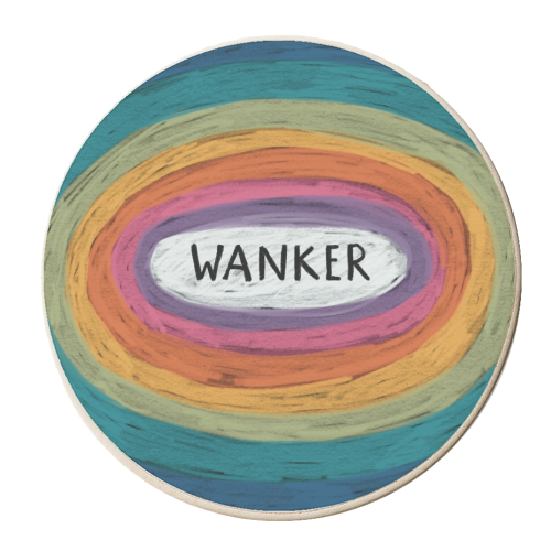 Rude Retro Rainbow :Wanker - personalised beer coaster by Giddy Kipper
