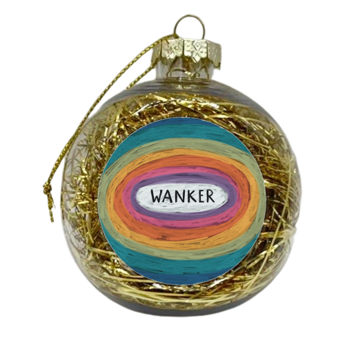 Rude Retro Rainbow :Wanker - xmas bauble by Giddy Kipper