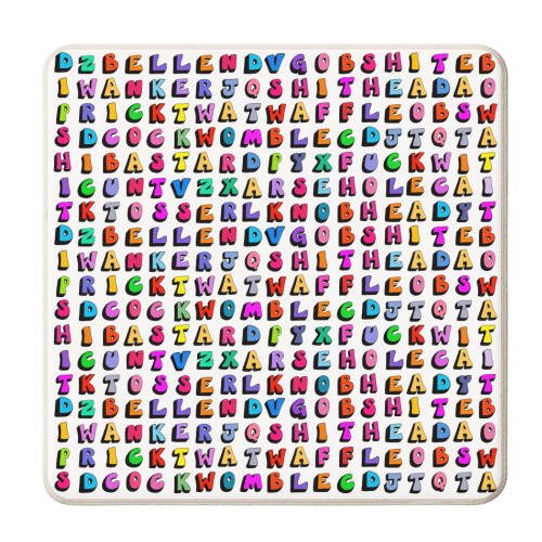 Rude word worsearch - personalised beer coaster by PixieDrew