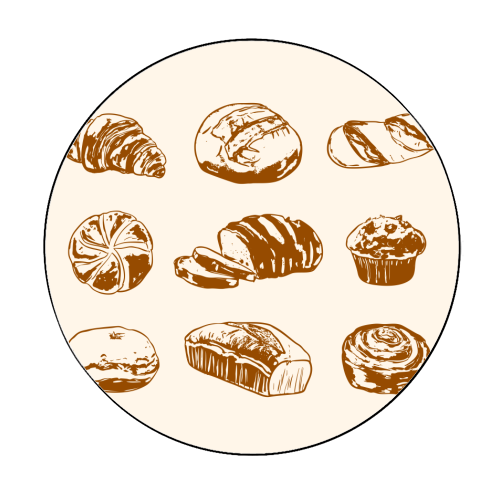 Rustic Bread & Pastries Illustration - Circle Sticker by EZbie