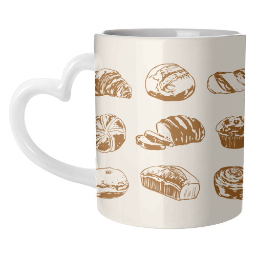 Rustic Bread & Pastries Illustration - unique mug by EZbie