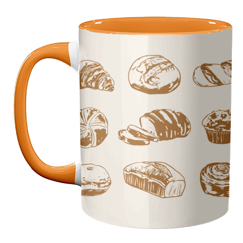 Rustic Bread & Pastries Illustration - unique mug by EZbie