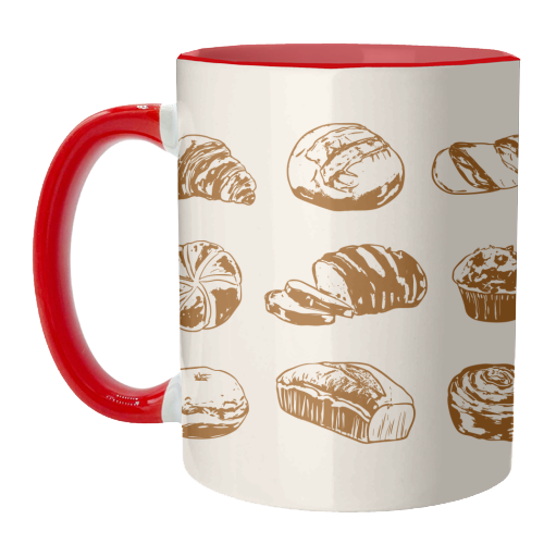 Rustic Bread & Pastries Illustration - unique mug by EZbie