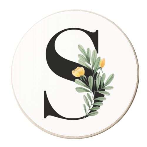 S Floral Letter Initial - personalised beer coaster by Toni Scott