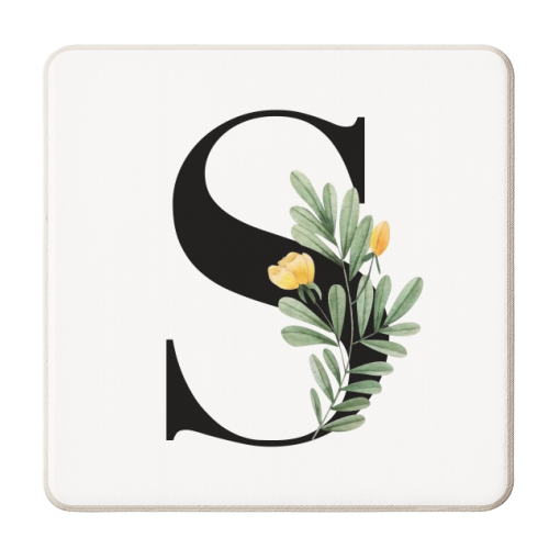 S Floral Letter Initial - personalised beer coaster by Toni Scott