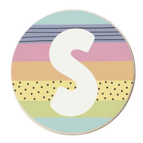 S - initial gift modern rainbow personalised - personalised beer coaster by Giddy Kipper