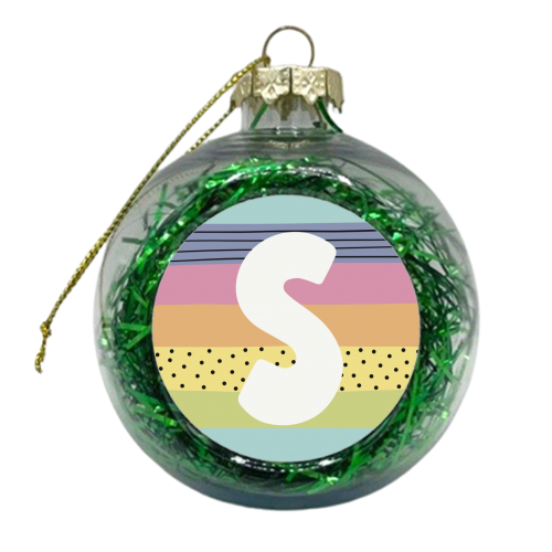 S - initial gift modern rainbow personalised - xmas bauble by Giddy Kipper