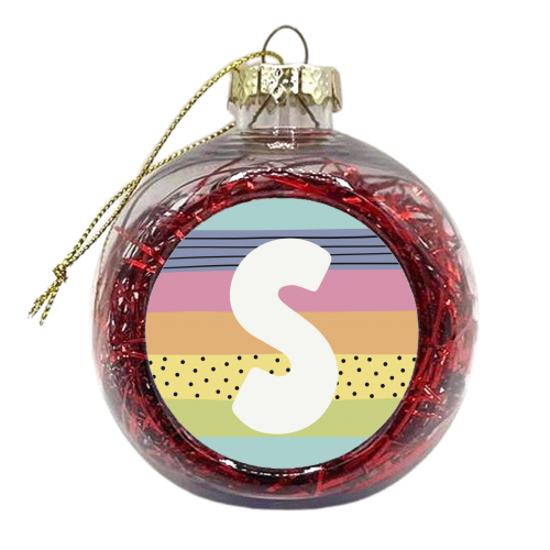S - initial gift modern rainbow personalised - xmas bauble by Giddy Kipper