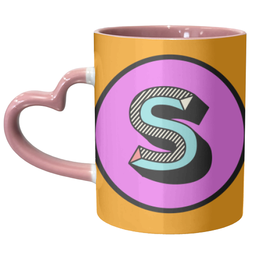 S - Personalised Letter Design - unique mug by AbiGoLucky
