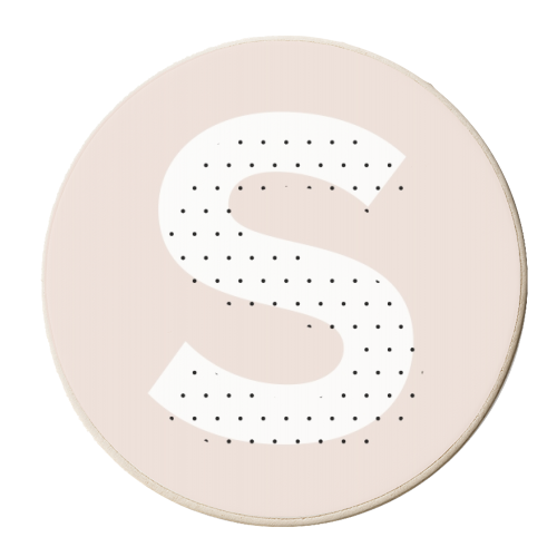 S Polka Dot Initial - personalised beer coaster by Toni Scott