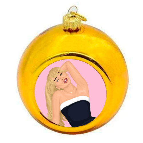Sabrina Carpenter - colourful christmas bauble by By Rosybum