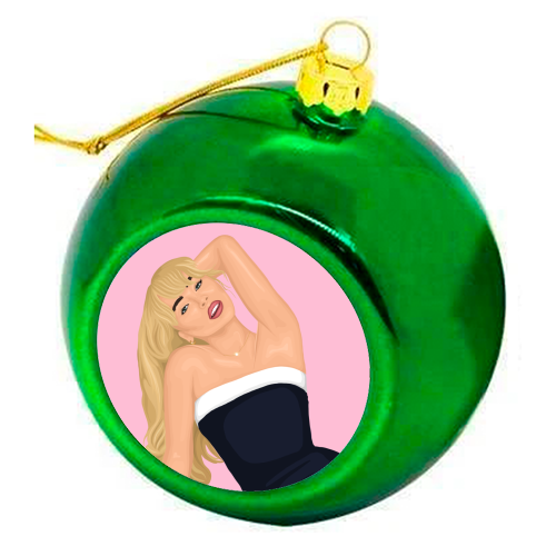 Sabrina Carpenter - colourful christmas bauble by By Rosybum