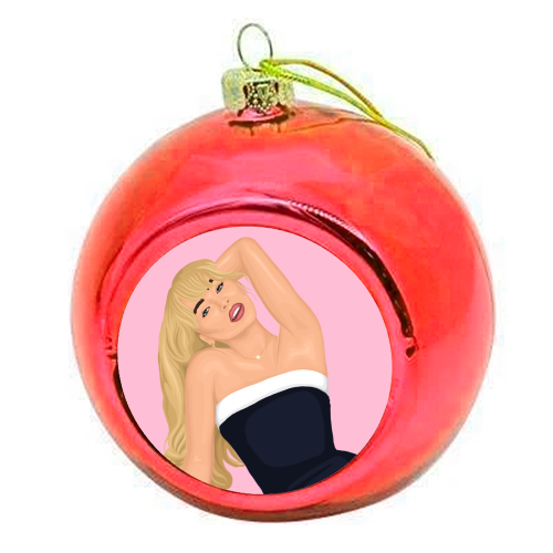 Sabrina Carpenter - colourful christmas bauble by By Rosybum