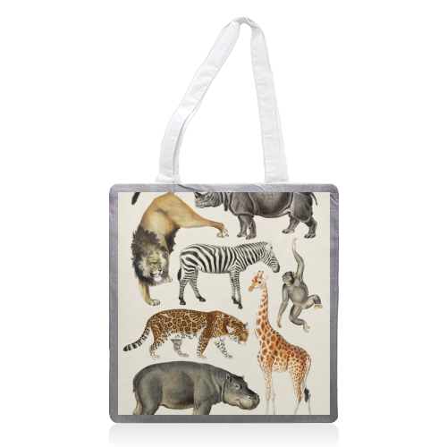 Safari Animals Collection - printed canvas tote bag by Gal Design