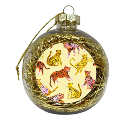 Safari Tigers and Leopards - xmas bauble by Ninola Design
