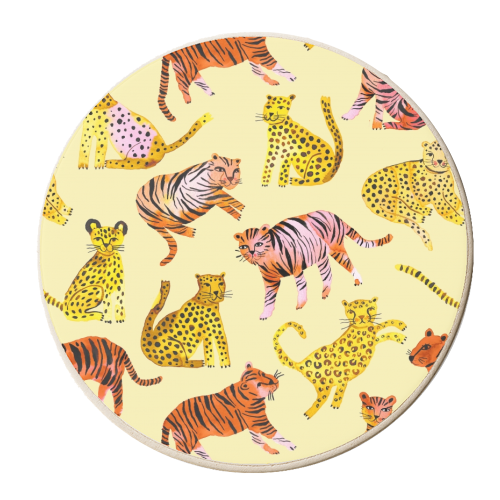 Safari Tigers and Leopards - personalised beer coaster by Ninola Design