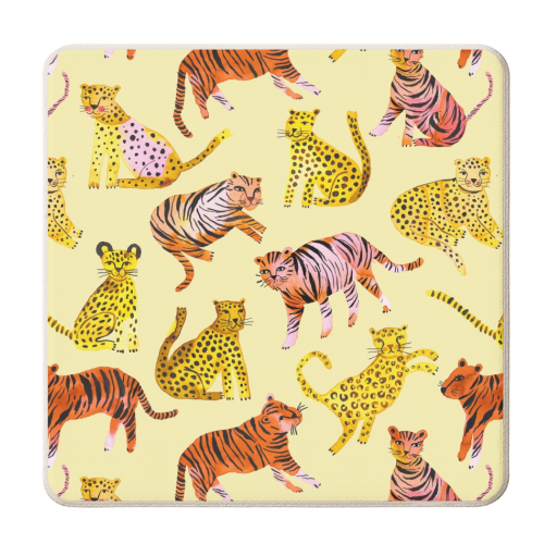 Safari Tigers and Leopards - personalised beer coaster by Ninola Design