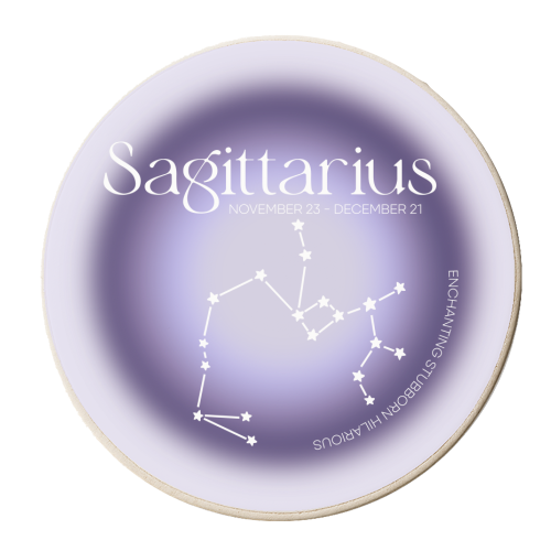 Sagittarius Aura - personalised beer coaster by Pink and Pip