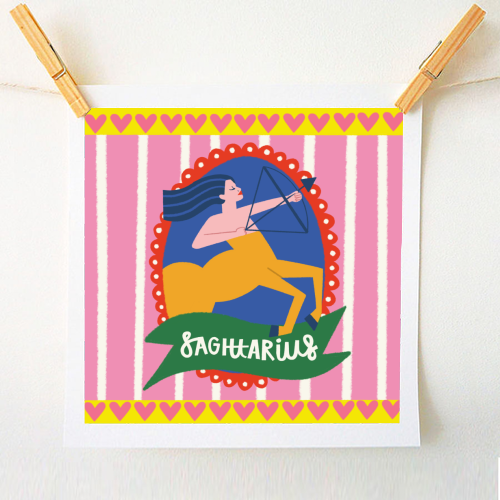 Sagittarius Star Sign Astrology Zodiac Illustration Design - A1 - A4 art print by AbiGoLucky