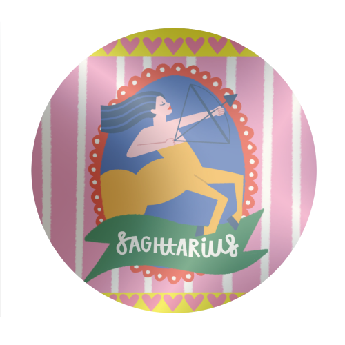 Sagittarius Star Sign Astrology Zodiac Illustration Design - Circle Sticker by AbiGoLucky