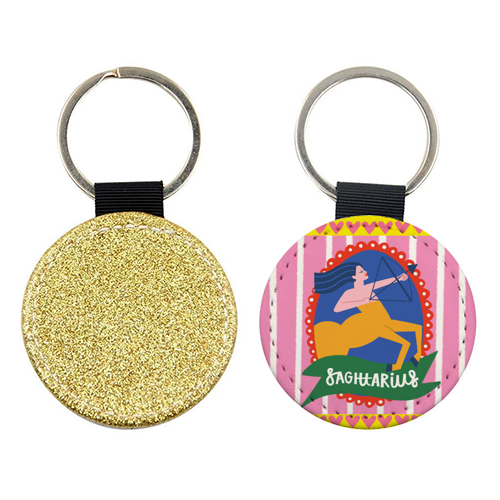 Sagittarius Star Sign Astrology Zodiac Illustration Design - keyring by AbiGoLucky
