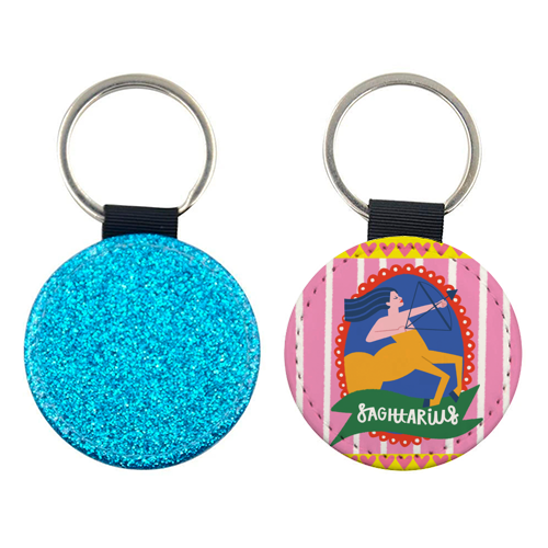 Sagittarius Star Sign Astrology Zodiac Illustration Design - keyring by AbiGoLucky