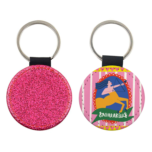 Sagittarius Star Sign Astrology Zodiac Illustration Design - keyring by AbiGoLucky