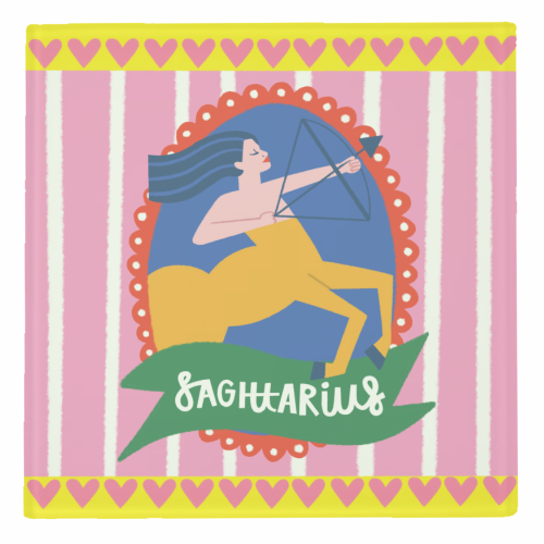 Sagittarius Star Sign Astrology Zodiac Illustration Design - personalised beer coaster by AbiGoLucky