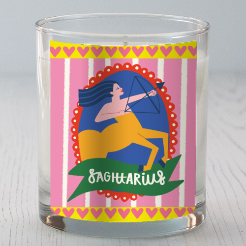 Sagittarius Star Sign Astrology Zodiac Illustration Design - scented candle by AbiGoLucky