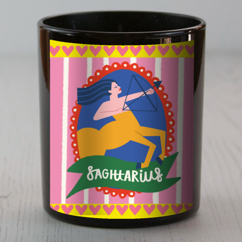 Sagittarius Star Sign Astrology Zodiac Illustration Design - scented candle by AbiGoLucky