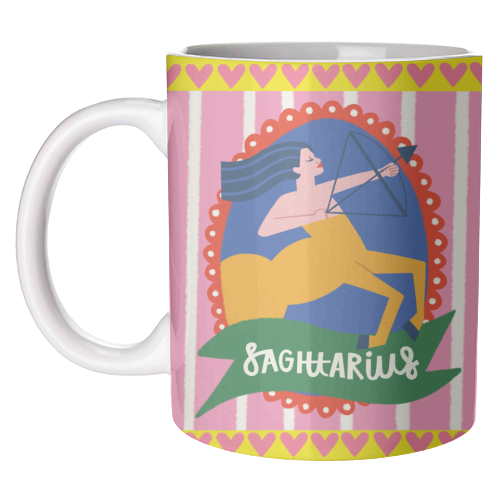 Sagittarius Star Sign Astrology Zodiac Illustration Design - unique mug by AbiGoLucky